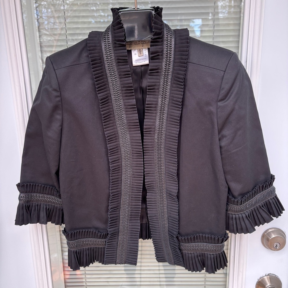Vintage Karl Lagerfeld Gallery Frilled 80sJacket Bracelet Sleeves Made In France
